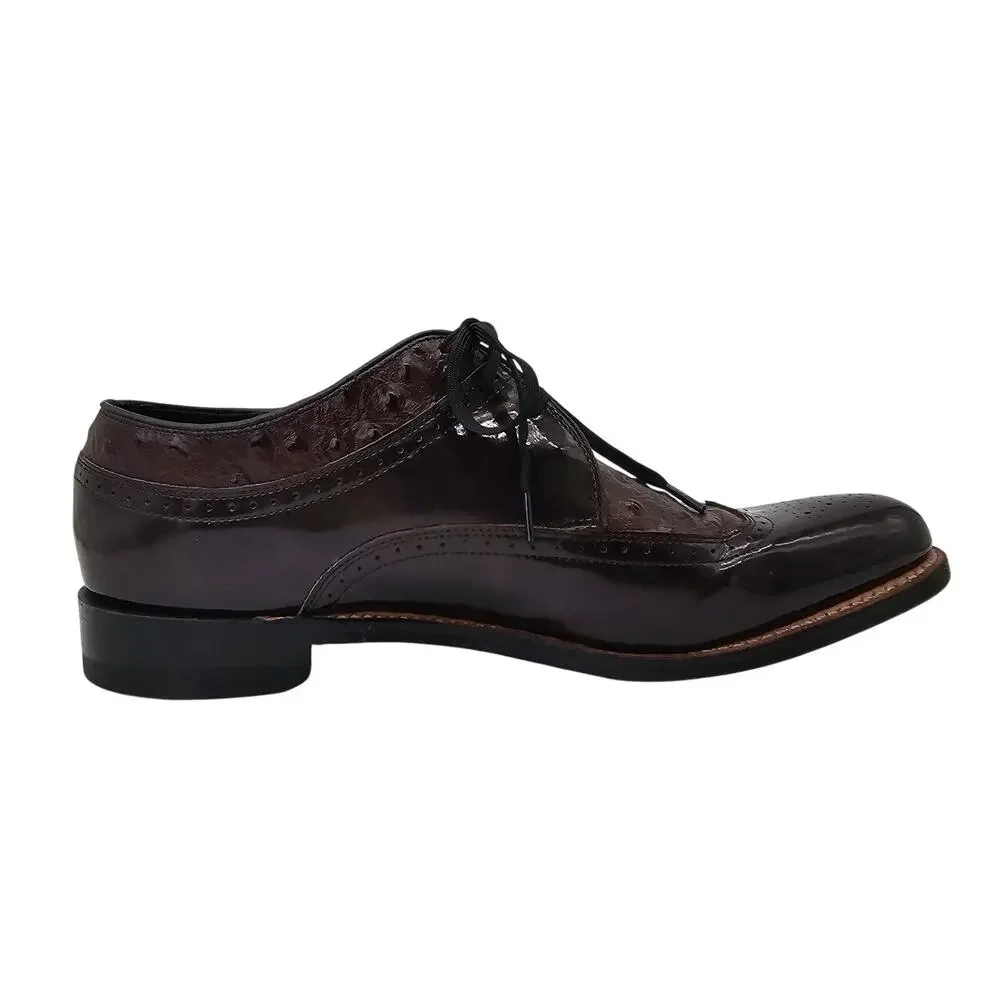 Stacy Adams Dayton Ostrich Wingtip Oxford Burgundy Lace up Dress Shoe Men's 9D